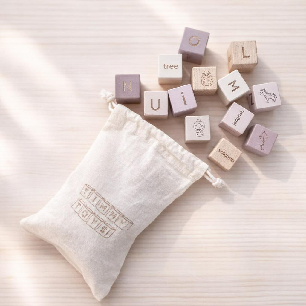Alphabet Building Blocks (A–Z) - 26 Piece Wooden Blocks (3.2cm x 3.2cm)