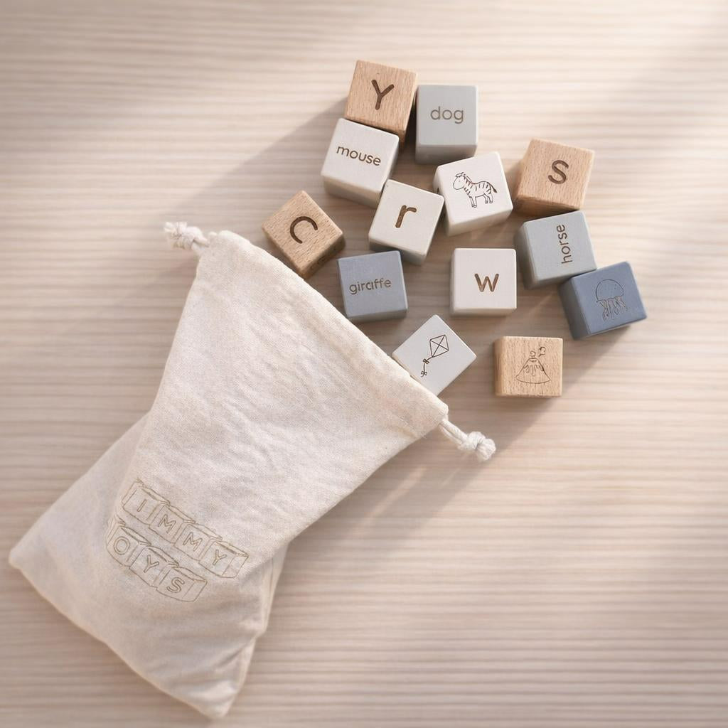 Alphabet Building Blocks (A–Z) - 26 Piece Wooden Blocks (3.2cm x 3.2cm)