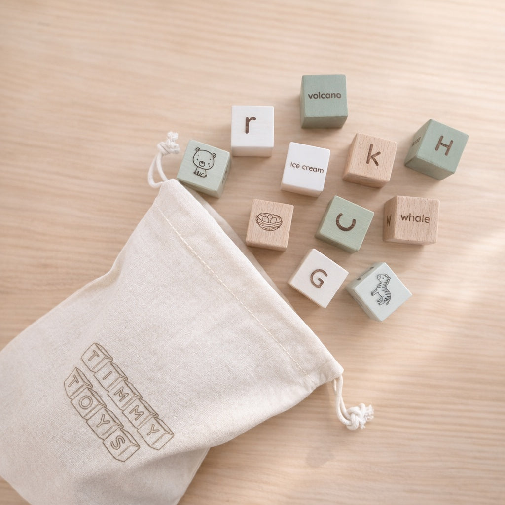 Alphabet Building Blocks (A–Z) - 26 Piece Wooden Blocks (3.2cm x 3.2cm)