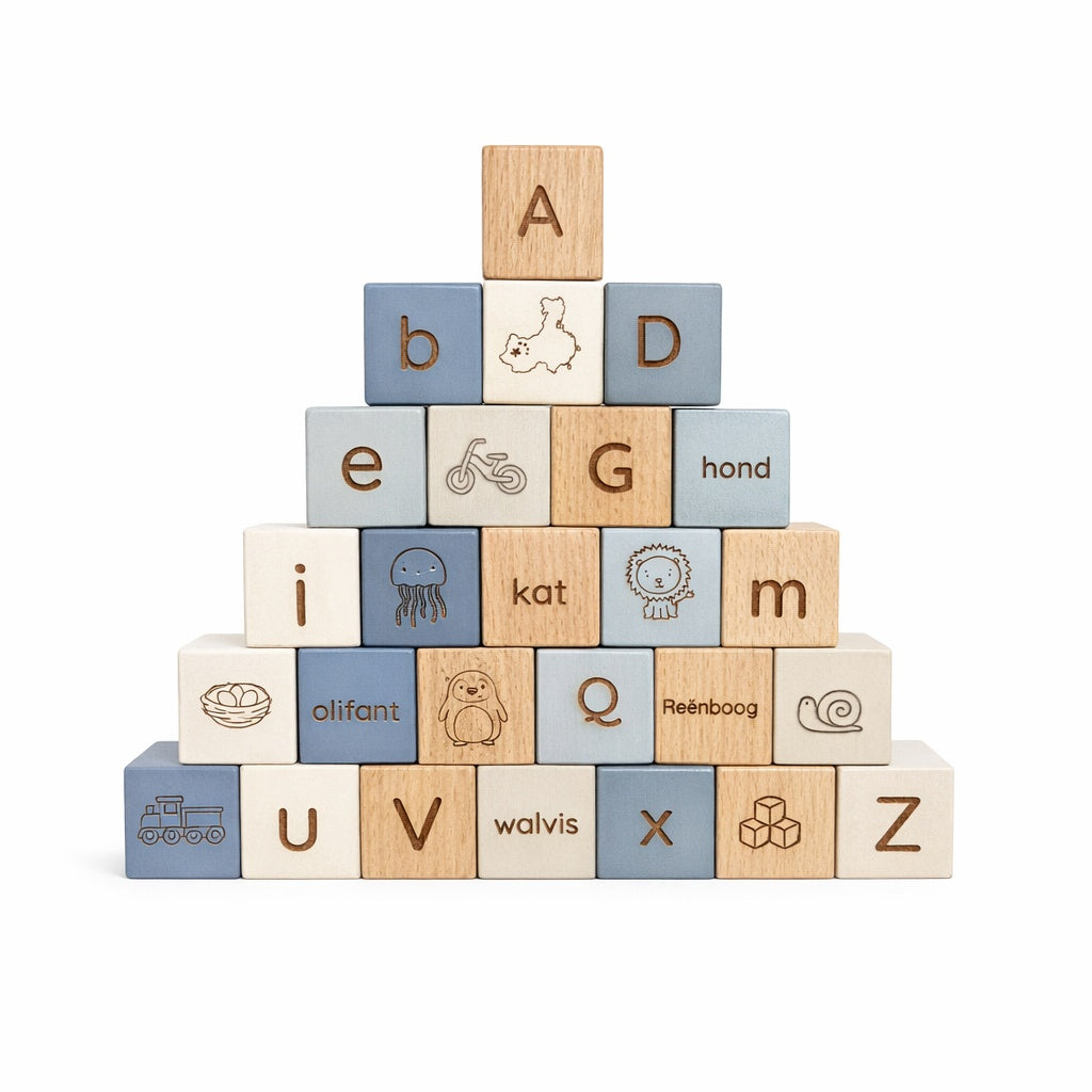 Alphabet Building Blocks (A–Z) - 26 Piece Wooden Blocks (3.2cm x 3.2cm)