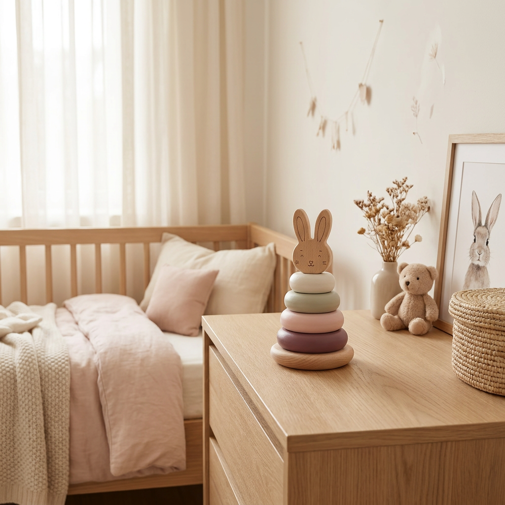 Bunny Rabbit Baby Wood Ring Stacker – Fun & Learning