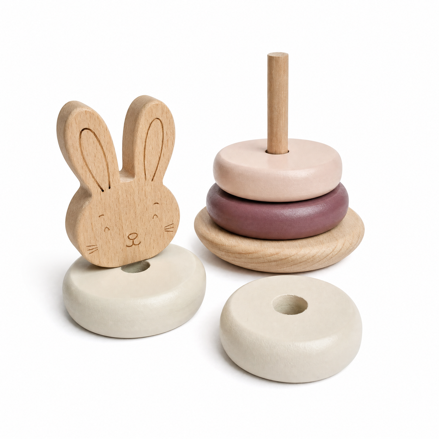 Bunny Rabbit Baby Wood Ring Stacker – Fun & Learning