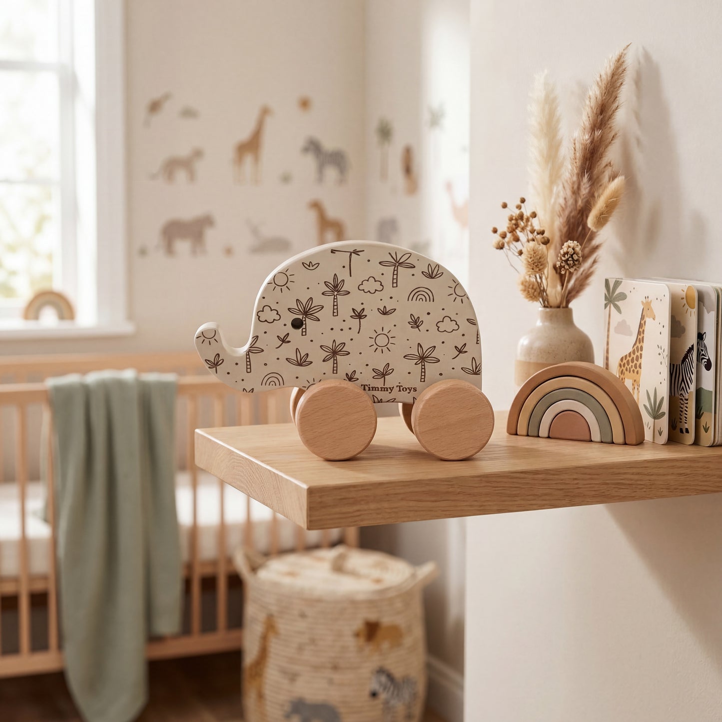 Elephant Wheely Wooden Toy