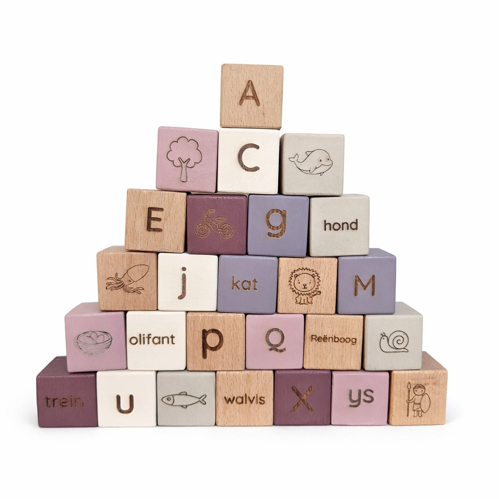 Alphabet Building Blocks (A–Z) - 26 Piece Wooden Blocks (3.2cm x 3.2cm)