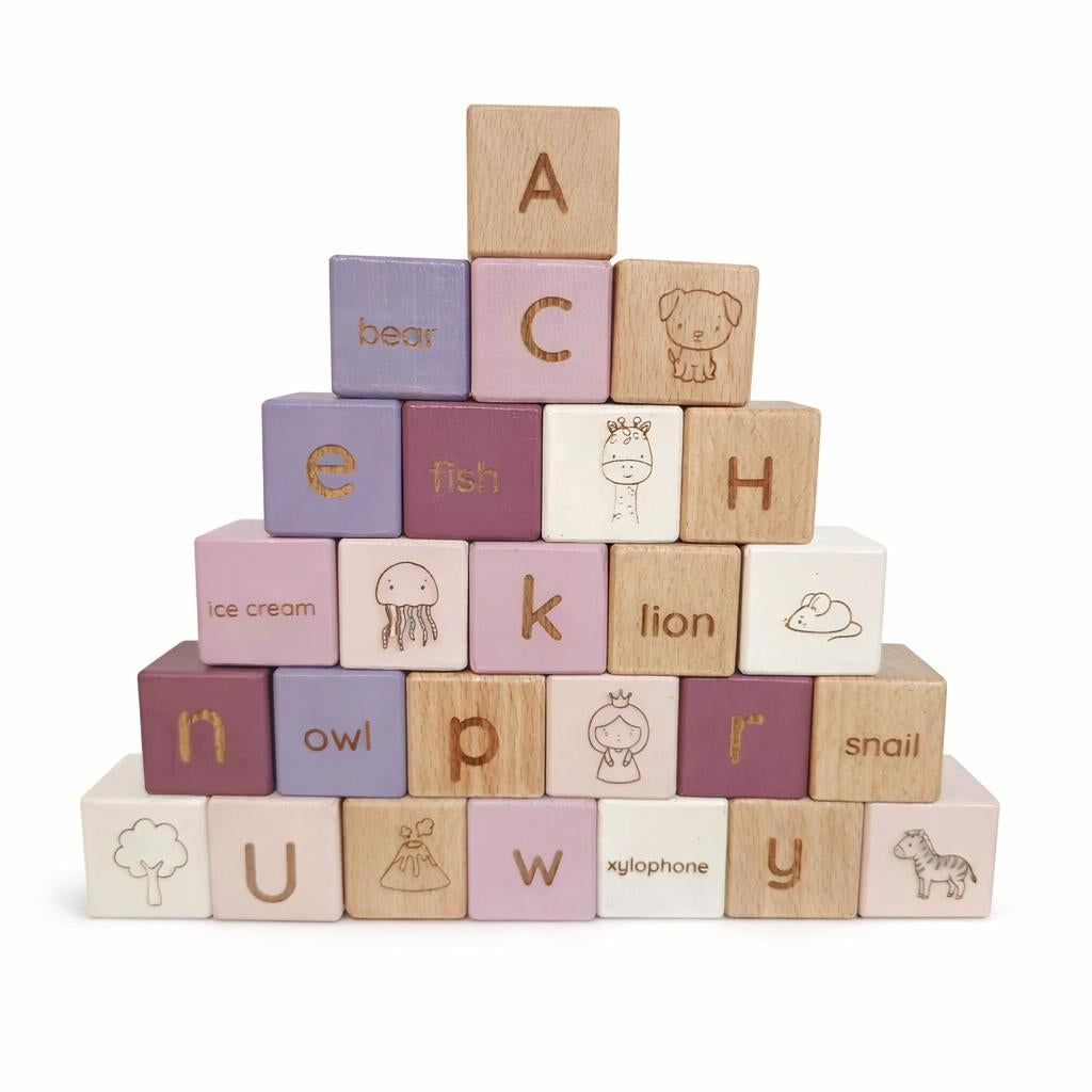 Alphabet Building Blocks (A–Z) - 26 Piece Wooden Blocks (3.2cm x 3.2cm)