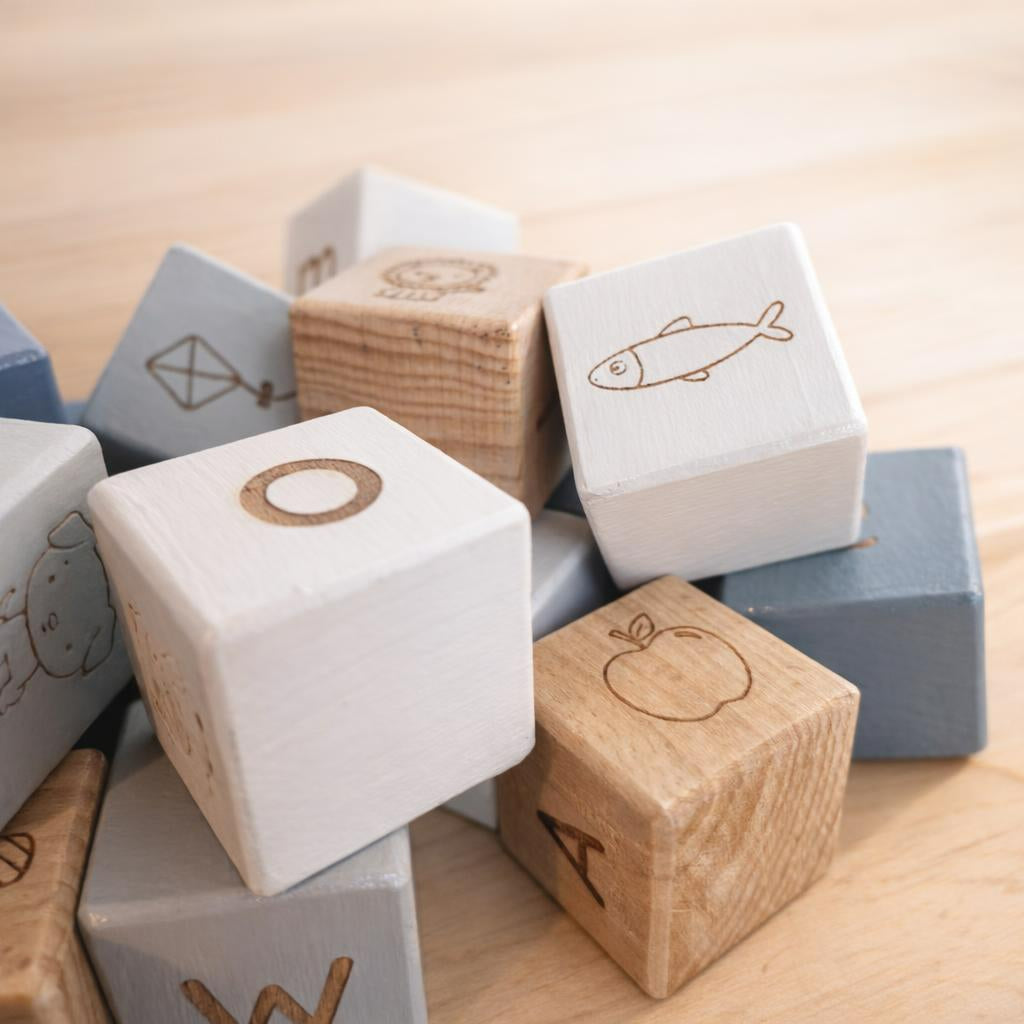Alphabet Building Blocks (A–Z) - 26 Piece Wooden Blocks (3.2cm x 3.2cm)
